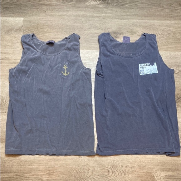 Comfort Colors Sleeveless Blue Tee Tank Florida Keys Vacation Lot Of 2 Small - Picture 1 of 7